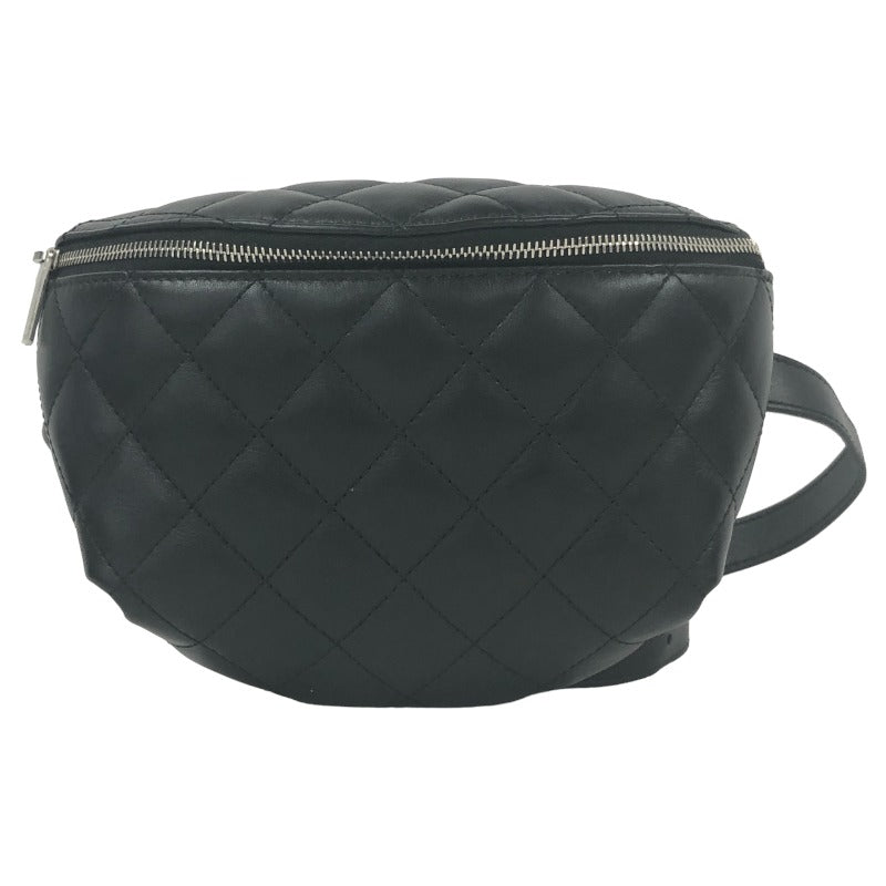 Chanel Body Bag Hardware Lambskin Black Silver