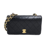 Chanel Matelasse Gold Lambskin Shoulder Bag Black