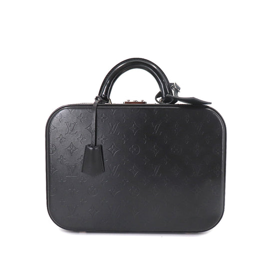 Louis Vuitton Monogram Glace Valisette MM Hand Bag Case Leather Noir