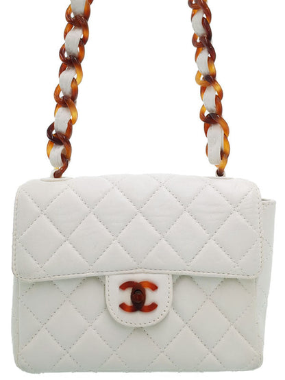 Chanel Mini Matelasse Chain Shoulder Bag White