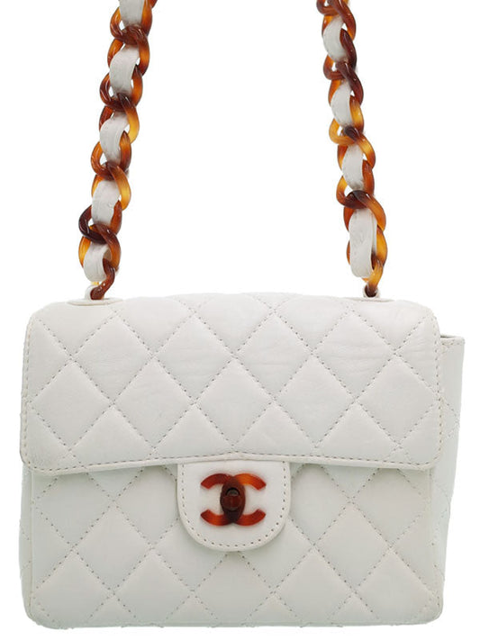 Chanel Mini Matelasse Chain Shoulder Bag White