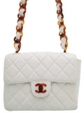 Chanel Mini Matelasse Chain Shoulder Bag White