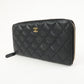 CHANEL COCO Mark Matelasse Classic Round Zippy Wallet Black AP0242