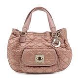 Christian Dior Cannage Nylon Leather Hand Bag Tote Bag Pink