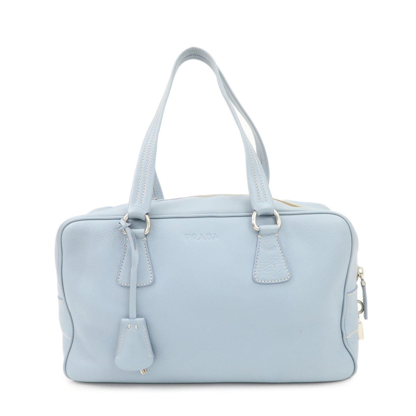 PRADA Leather Boston Bag Shoulder Bag Blue BR2246  d