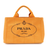 PRADA Logo Canapa Mini Canvas Tote Bag Hand Bag Orange BN2439