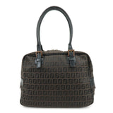 FENDI Zucchino Canvas Leather Hand Bag Boston Bag Brown 8BN005