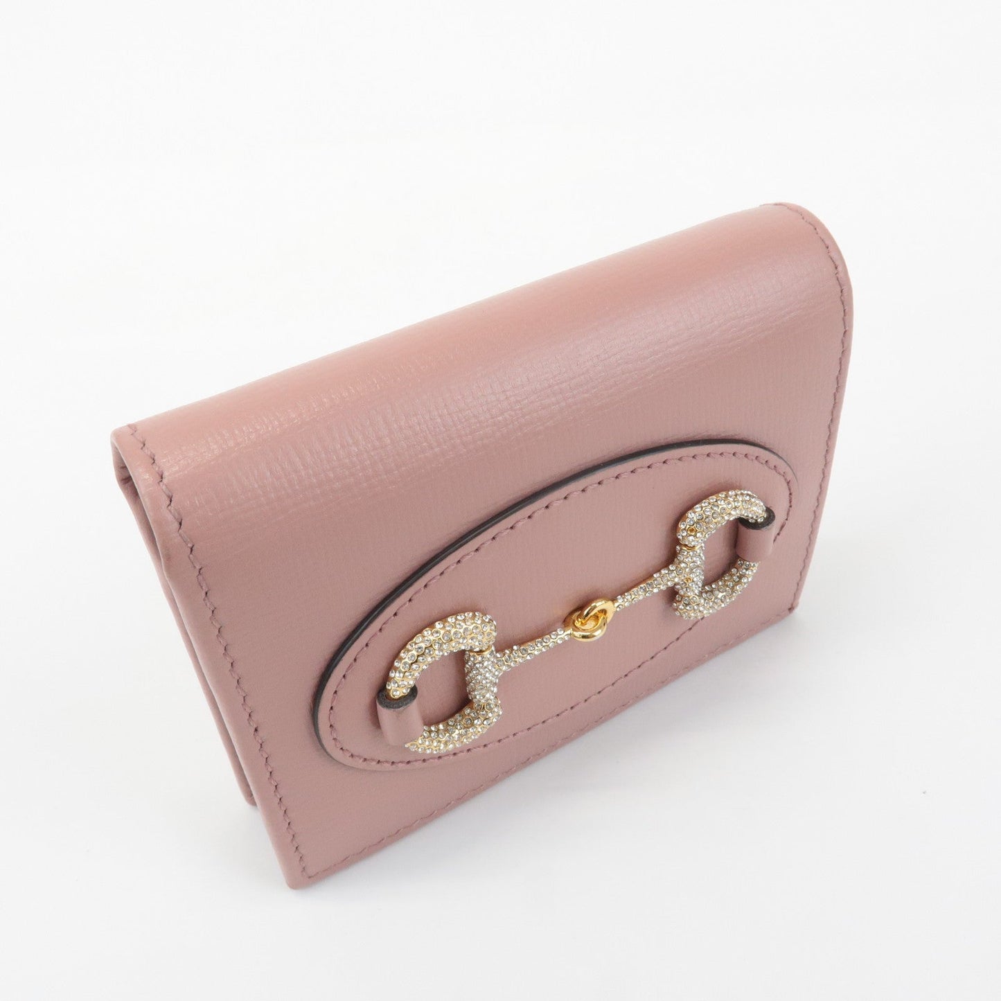 GUCCI Horsebit Leather Bi-fold Wallet Small Wallet Pink 621887  d