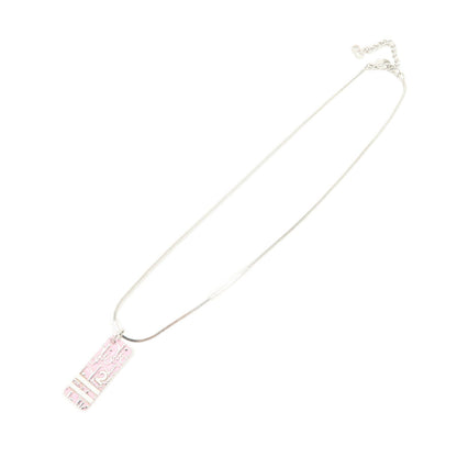 Christian Dior Trotter Logo Metal Necklace Pink Silver