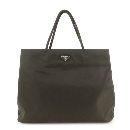 PRADA Triangle Logo Nylon Tote Bag Hand Bag Brown