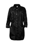 Chanel Black Shiny Snap Jacket with Elastic Cinched Waist sz FR40