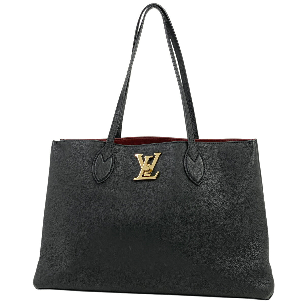 Louis Vuitton LockMe Leather Shoulder Bag Black