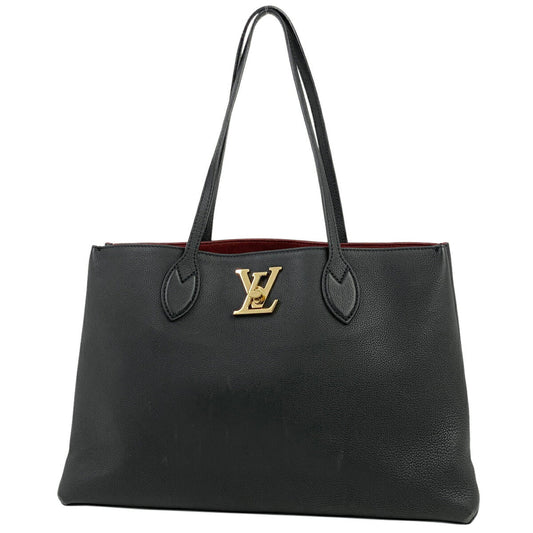 Louis Vuitton LockMe Leather Shoulder Bag Black