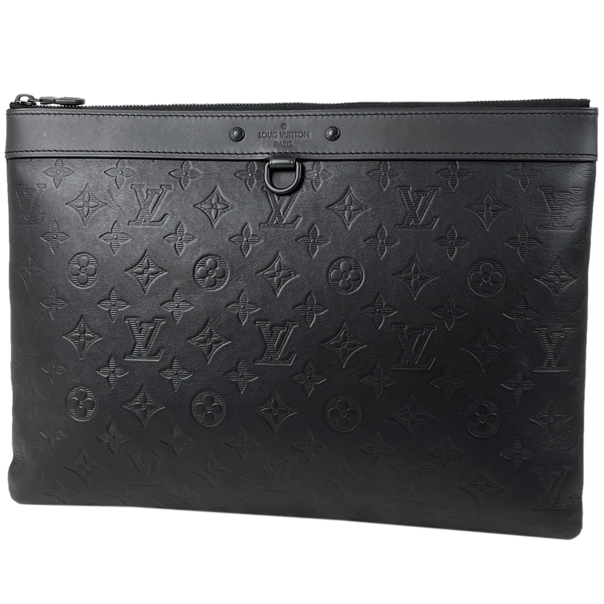 Louis Vuitton Pochette Discovery Monogram Shadow Clutch Bag Black