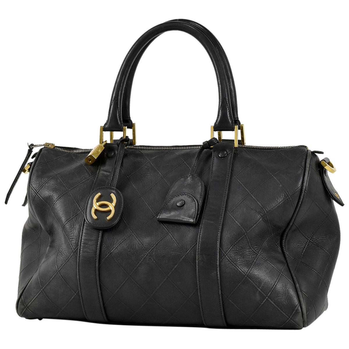 Chanel Bicolore Handbag Mini Boston 2Way Shoulder Bag