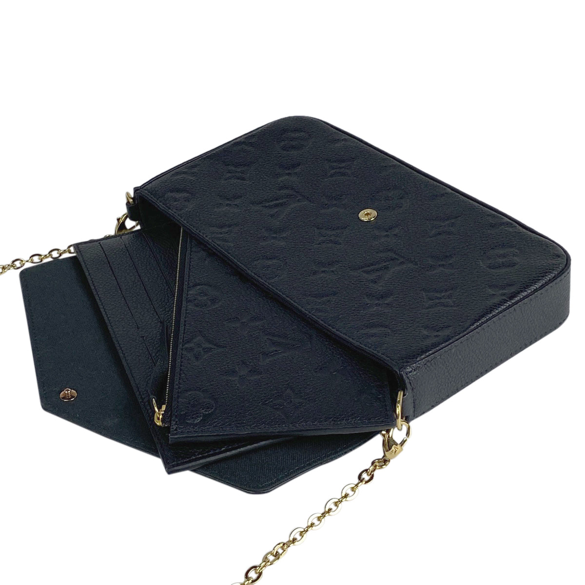 Louis Vuitton Pochette Felicie 2Way Chain Wallet Noir Black