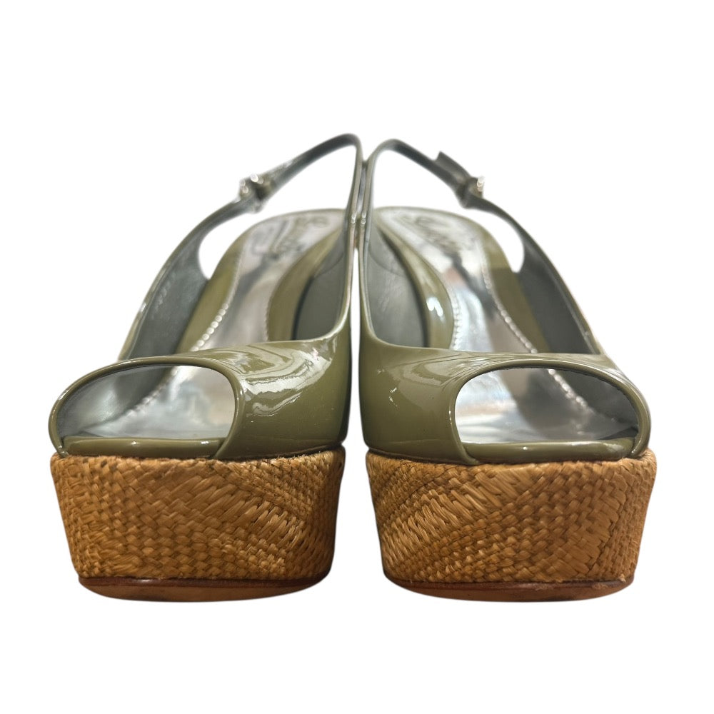 Gucci Patent Leather Wedge Sandals