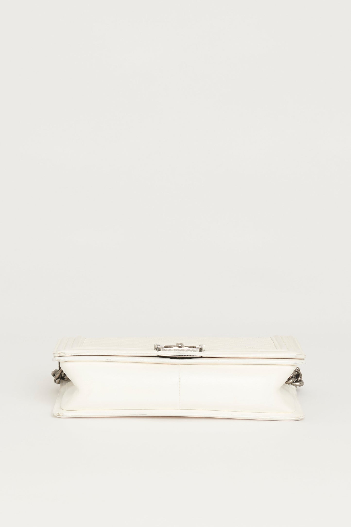 Chanel White Large  Boy Bag With Ruthenium Hardware