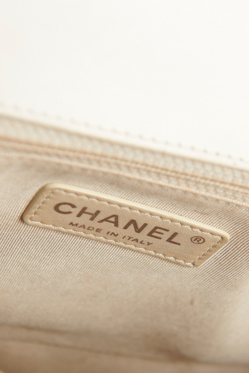 Chanel White Large  Boy Bag With Ruthenium Hardware