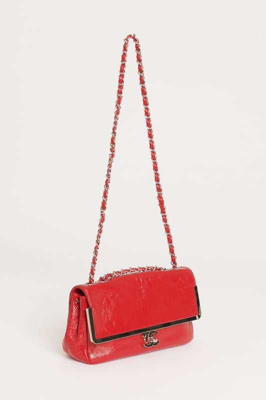 Chanel Red Patent Aged Calfskin  Flap Bag