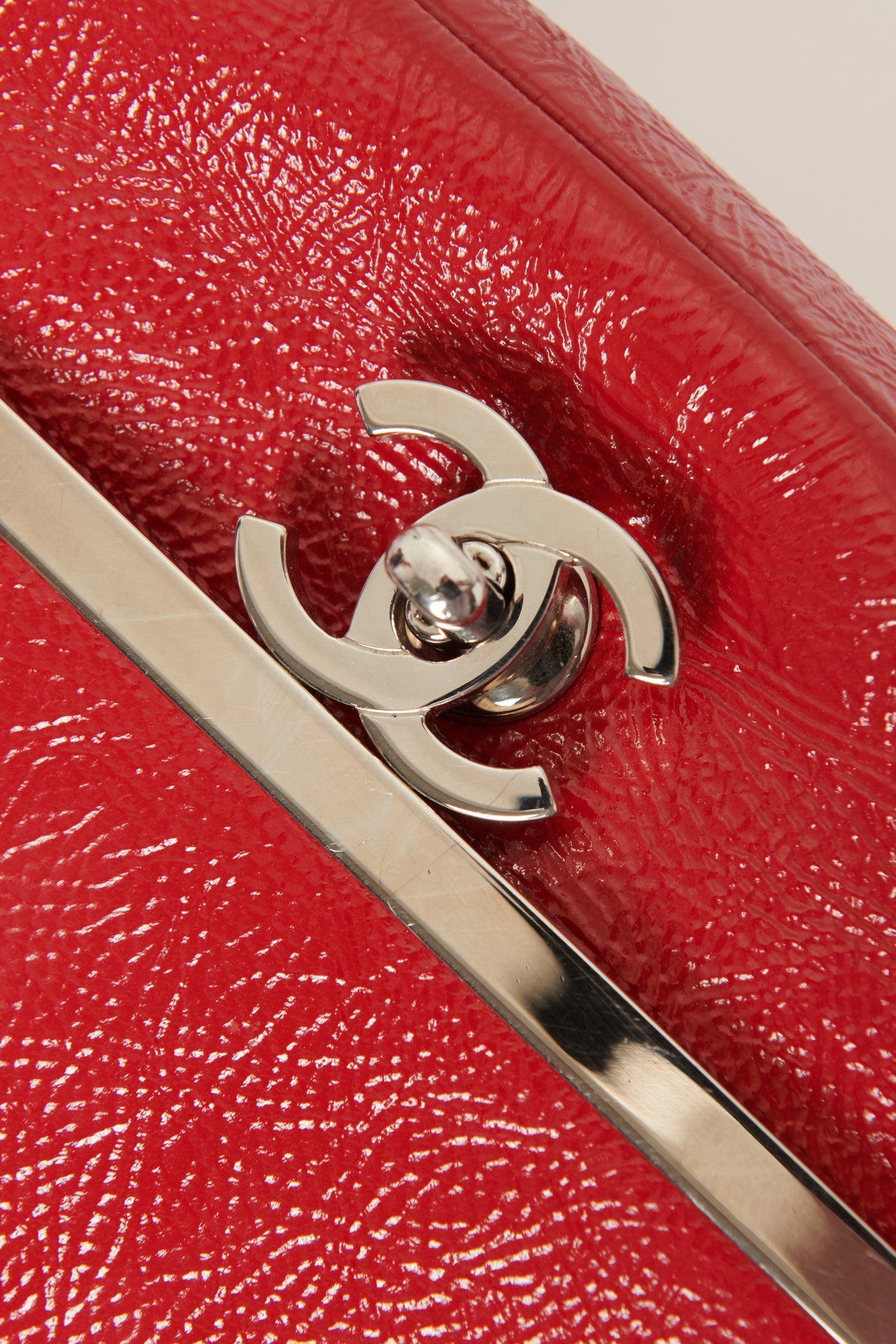 Chanel Red Patent Aged Calfskin  Flap Bag