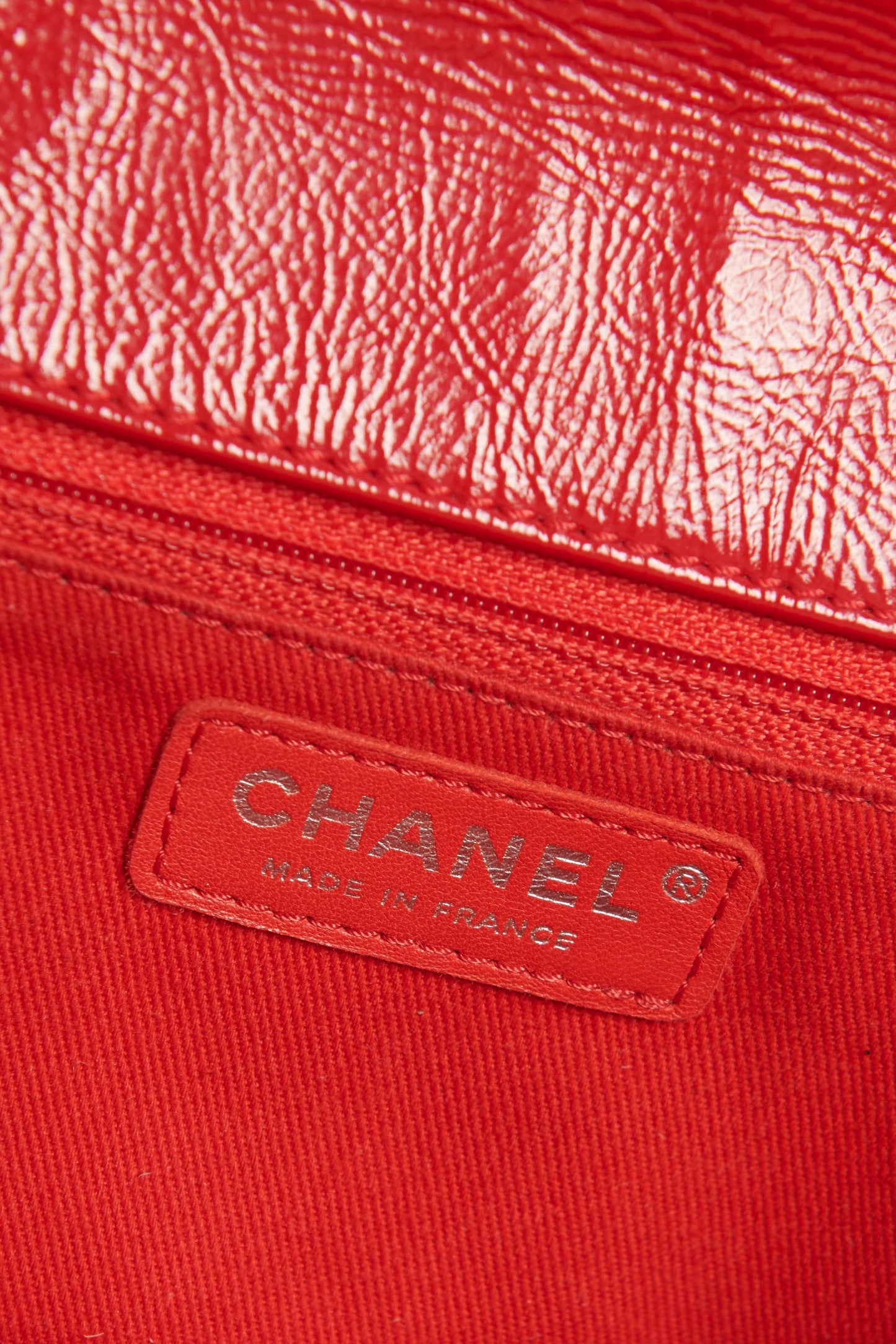 Chanel Red Patent Aged Calfskin  Flap Bag