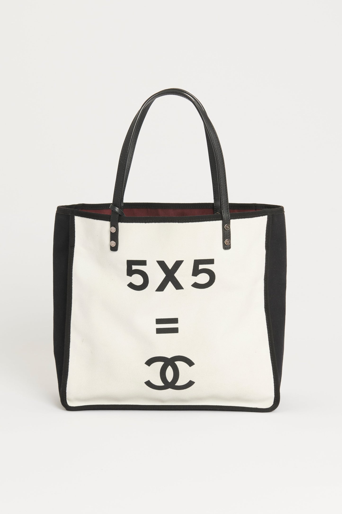 Chanel White/Black Canvas 5X5=CC Tote
