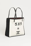 Chanel White/Black Canvas 5X5=CC Tote