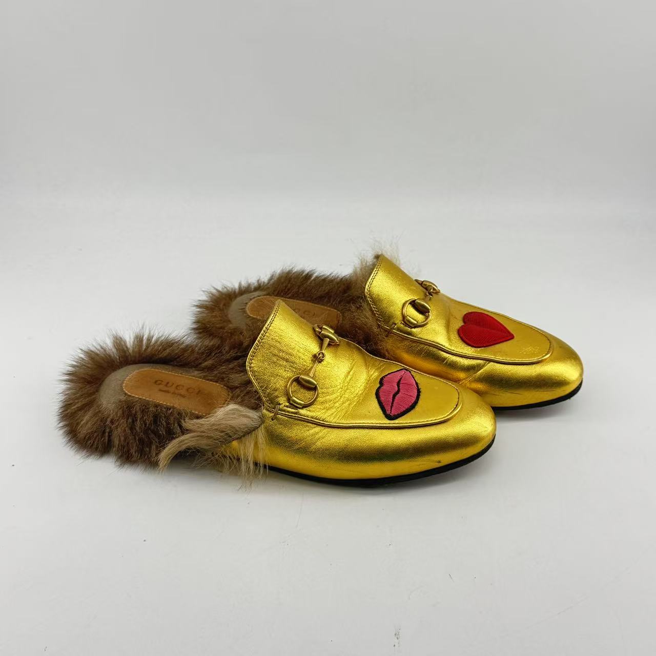 Gucci Princetown Heart Lips Loafers