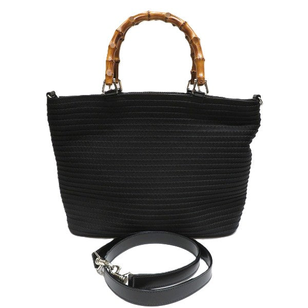 Gucci Bamboo Canvas Leather Handbag