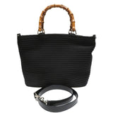Gucci Bamboo Canvas Leather Handbag