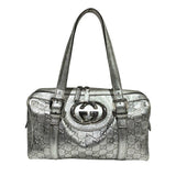Gucci Interlocking G Canvas Leather Boston Bag