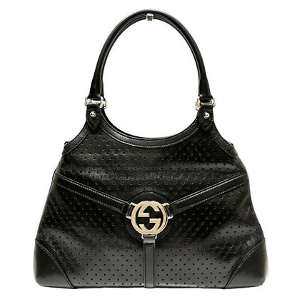 Gucci Interlocking G Punching Leather Handbag