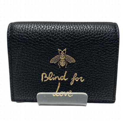 Gucci Bee Motif Leather Compact Wallet