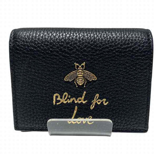Gucci Bee Motif Leather Compact Wallet