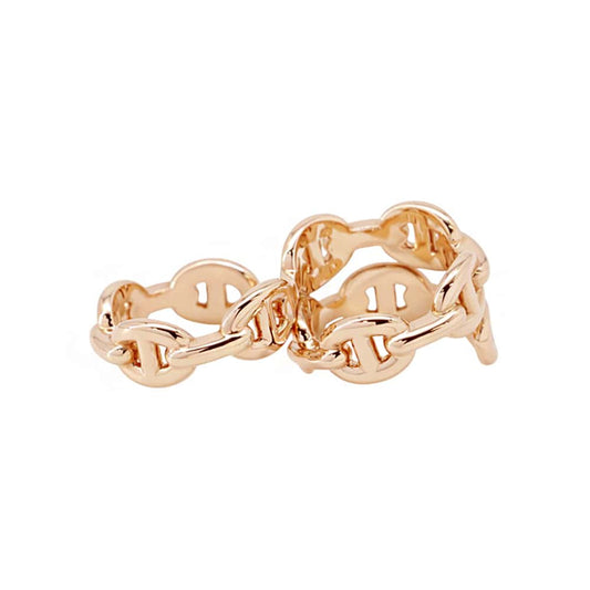 HERMES Chaine d'Ancre Double Ring Size 50/#10 18K Pink Gold