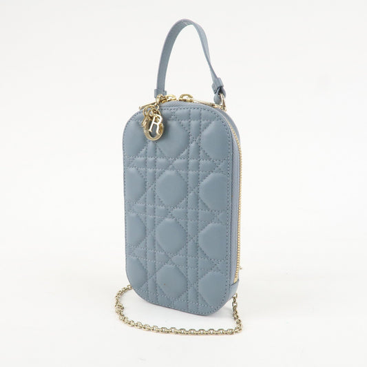 Christian Dior Lady Dior Call'in Dior Cannage Lamb Skin Phone Holder  d