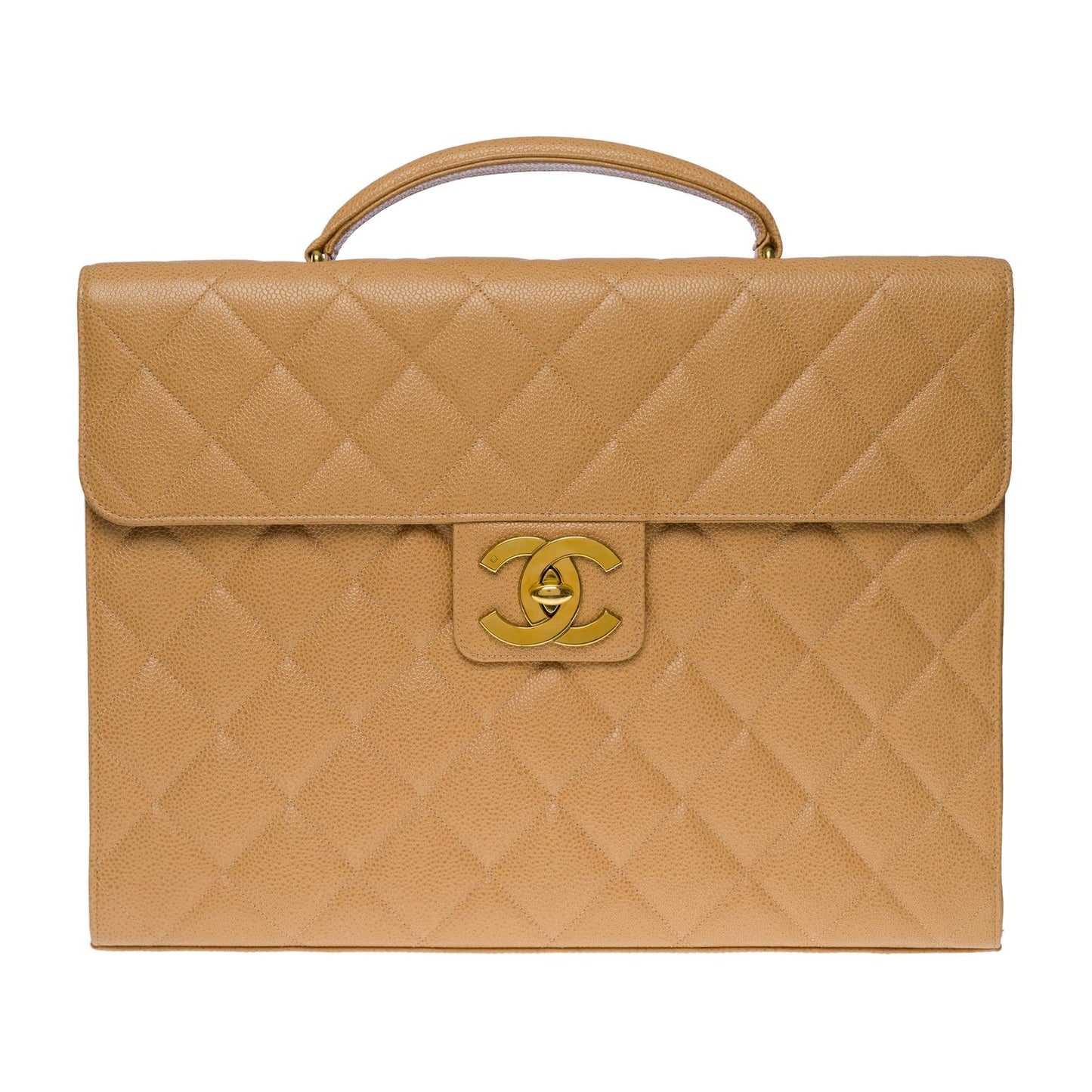 CHANEL Amazing   Briefcase in beige caviar leather, GHW