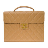 CHANEL Amazing   Briefcase in beige caviar leather, GHW