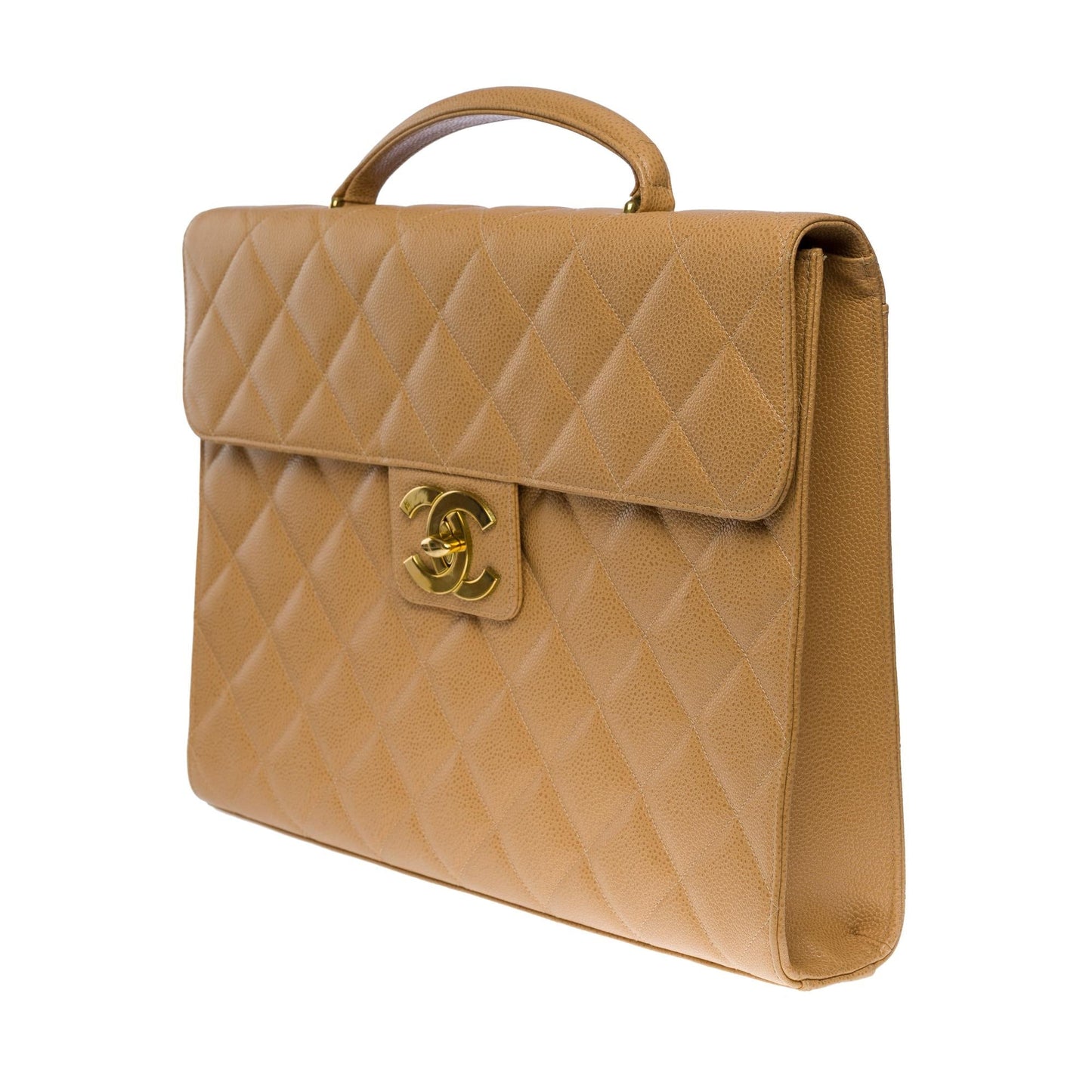 CHANEL Amazing   Briefcase in beige caviar leather, GHW