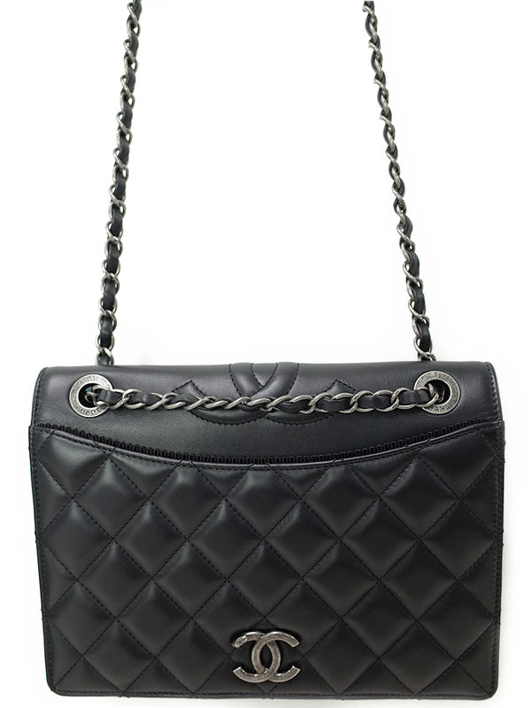 Chanel Matelasse Chain Shoulder Bag Calfskin Black