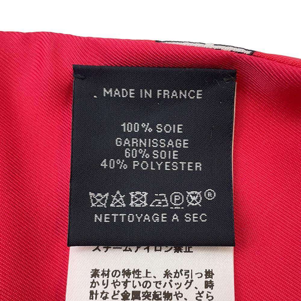 HERMES Triangle Scarf CA DECOIFFE Rose/Noir/Blanc Silk100%