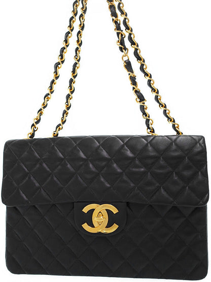 Chanel Deca Matelasse Chain Shoulder Bag Black
