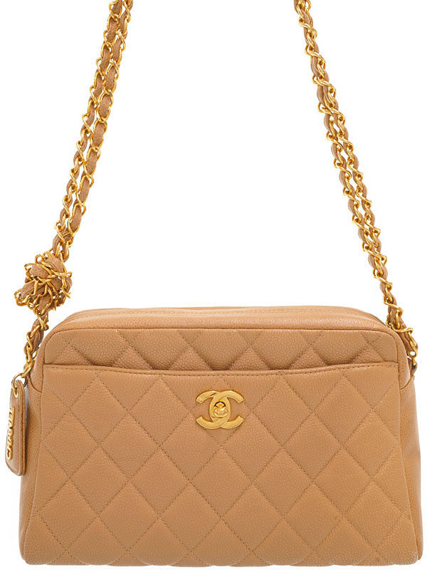 Chanel Matelasse Chain Shoulder Bag Beige