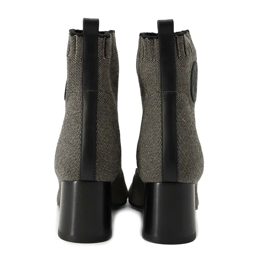 HERMES Vol Vert short boots Black/White Knit Size 36.5