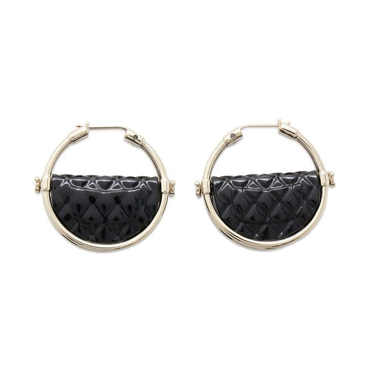 CHANEL CC Logo hoop earrings BlackAB9850 Metal
