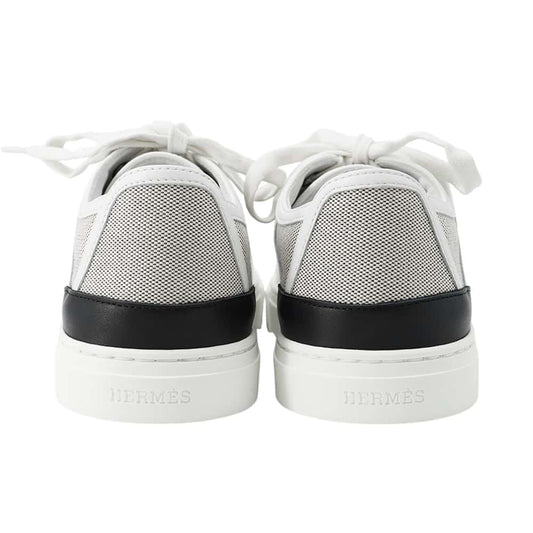 HERMES Sneakers 《Get》 PluNoir / WhiteH231724Z Toile H Leather Size 36
