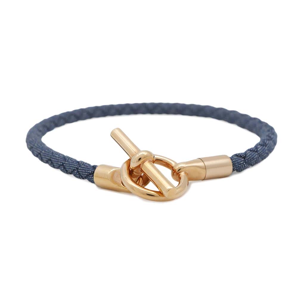 HERMES Bracelet Grenan Single Tour Jean Jean Brut Cotton Metal