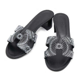 HERMES Sandals "Oasis" Black/WhiteH232166Z Leather Size 34