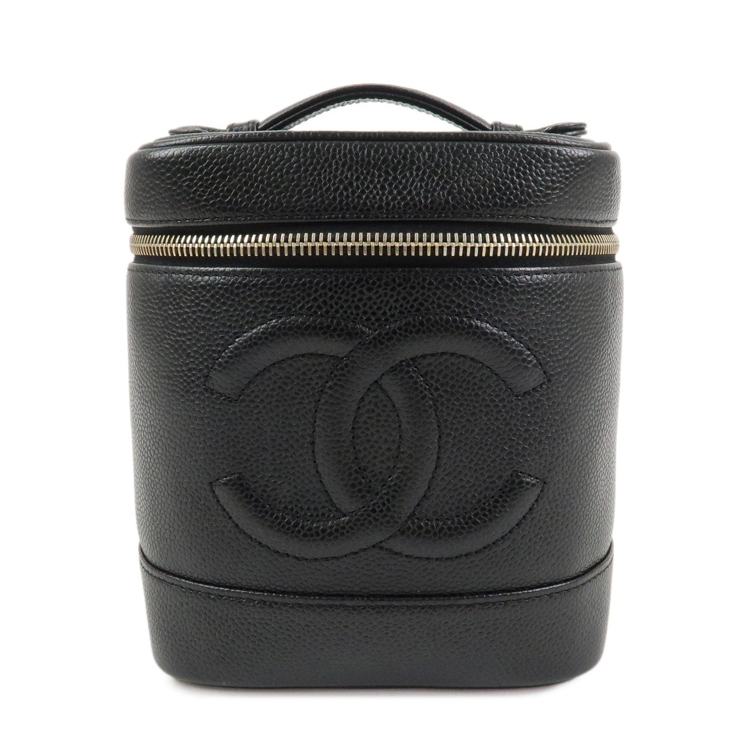 CHANEL COCO Mark Caviaskin Vanity Bag Makeup Bag Hand Bag A01998